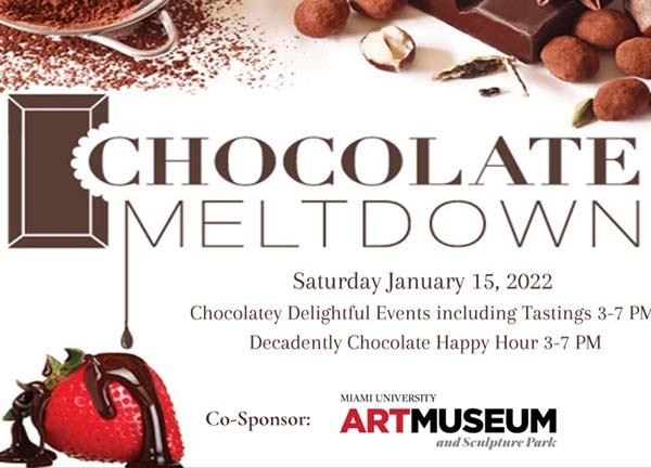 Chocolate Meltdown poster with a chocolate covered strawb