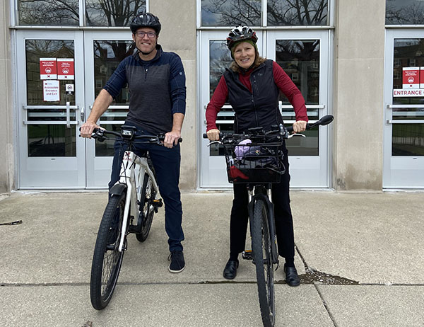 Kyle Timmerman and Helaine Alessio on ebikes