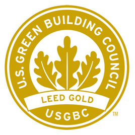 LEED gold seal logo, U.S. Green Building Council, LEED Gold, USGBC.