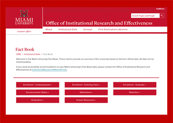 Fact Book web page on Miami University website