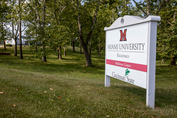 Miami University Middletown sign with Cincinnati State