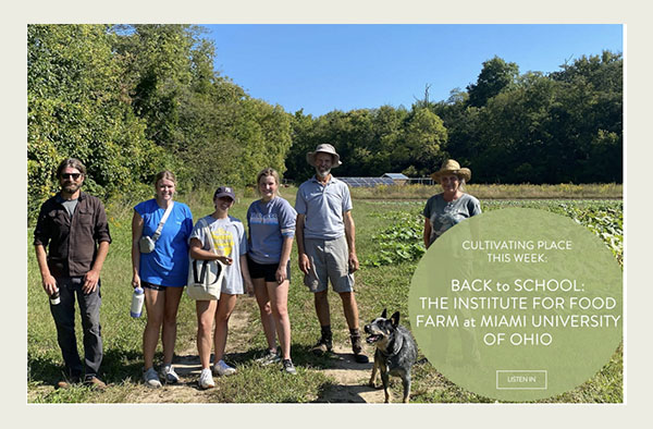 Siz people pose in a field on Miami's farm