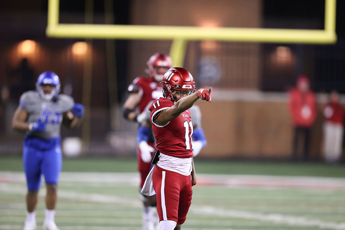 Miami's Javon Tracy celebrates a play