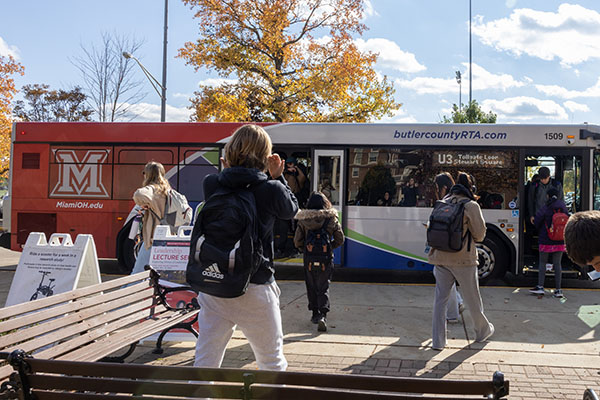 students board a bcrta bus near fsb