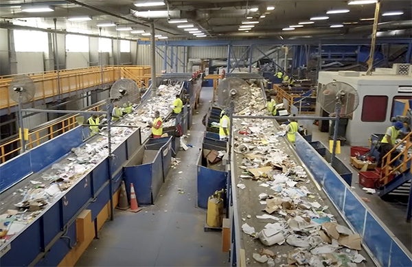 Rumpke recycling facility wide view inside