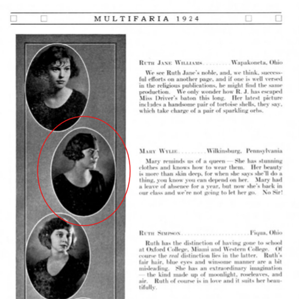 Yearbook image of Mary Steele Wyle