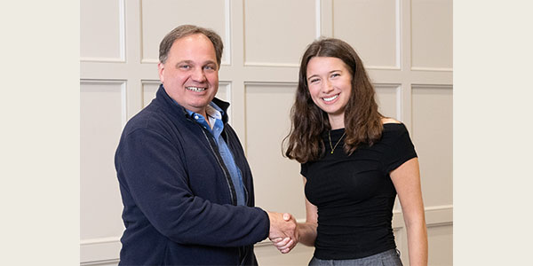 Douglas Coffin, left, and Miami University student Julia Hall