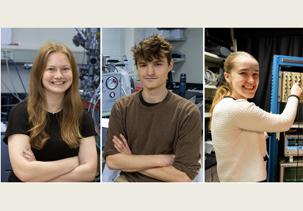 Goldwater Scholars left to right Sara McGinnis, Thomas McKenzie, and Hannah Stevens
