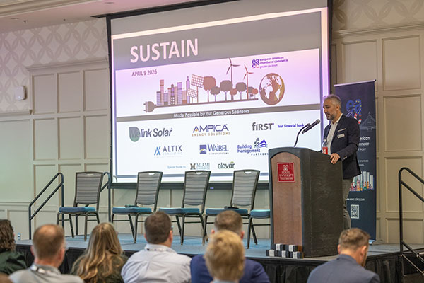 Antonio Pagano addresses the audience at EACC SUSTAIN 