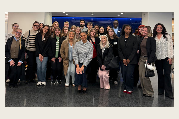 Career Academy participants pose for a picture during a visit to IBM