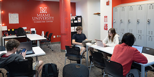 Students in the Miami University Commuter Center
