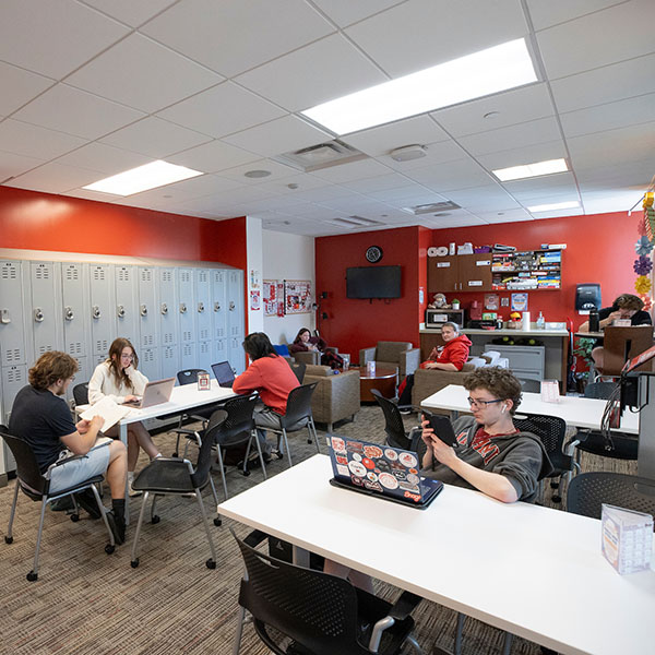 Miami University students in the Commuter Center