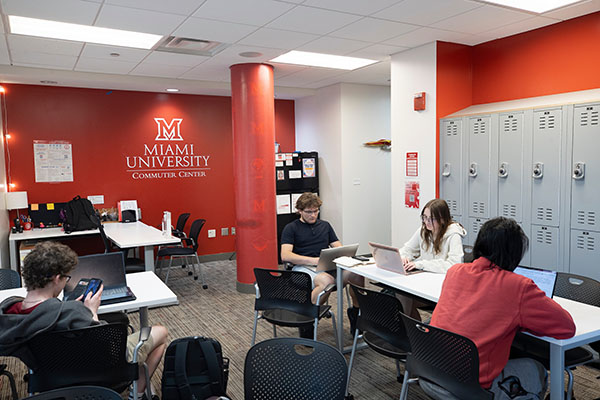 Students in the Miami University Commuter Center