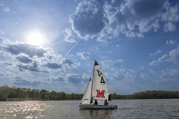 The Miami University Sailing Club on Acton Lake.