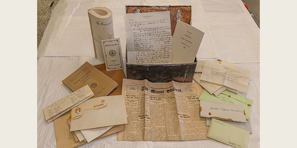 Time capsule contents from Miami University's Wells Hall