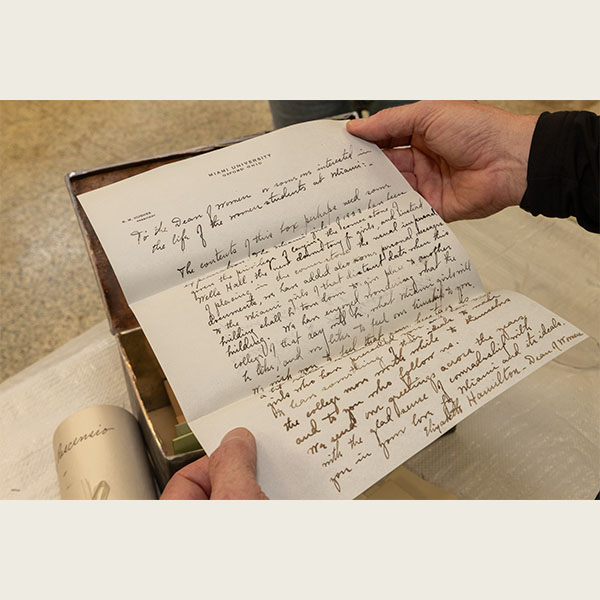 A letter from the Wells Hall time capsule