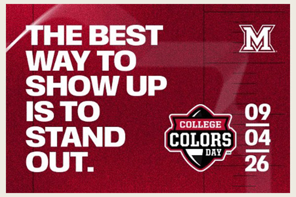 College Colors Day logo with words the best way to show up is to stand out and the date 9 04 26